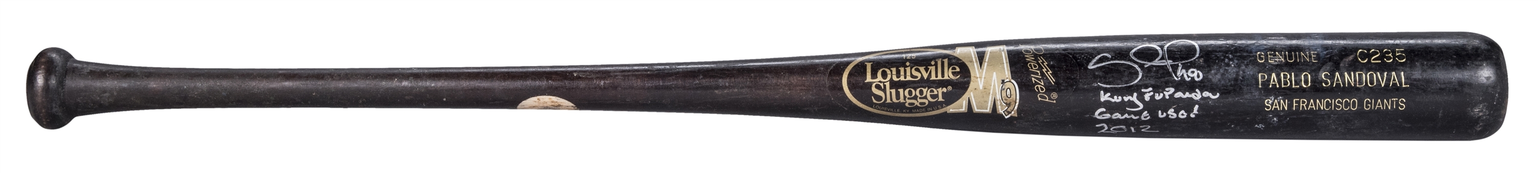 2012 Pablo Sandoval Game Used and Signed/Inscribed Louisville Slugger C235 Model Bat (PSA/DNA GU 10 & Beckett)